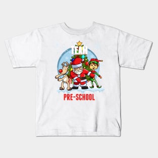 Team Pre-School Santa Elf Reindeer Flossing Kids Christmas Kids T-Shirt